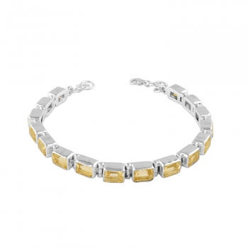 Pure silver yellow citrine tennis bracelet